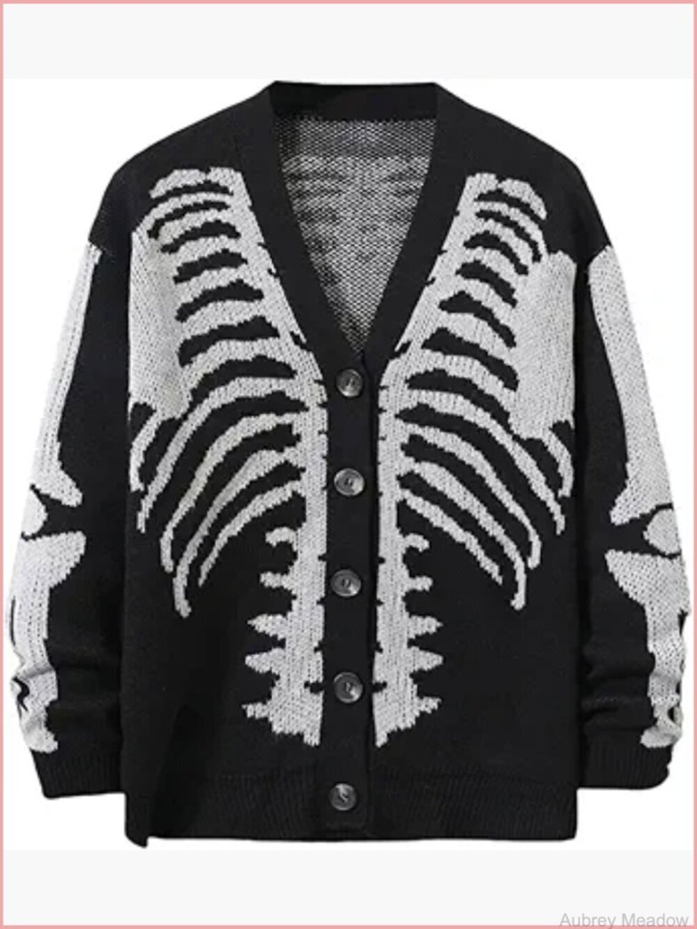 Women's Star Print V Neck Drop Shoulder Cardigan Sweater